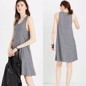 Madewell Womens Highpoint Stripe Tank Shift Dress XS Black Grey Knit Tee